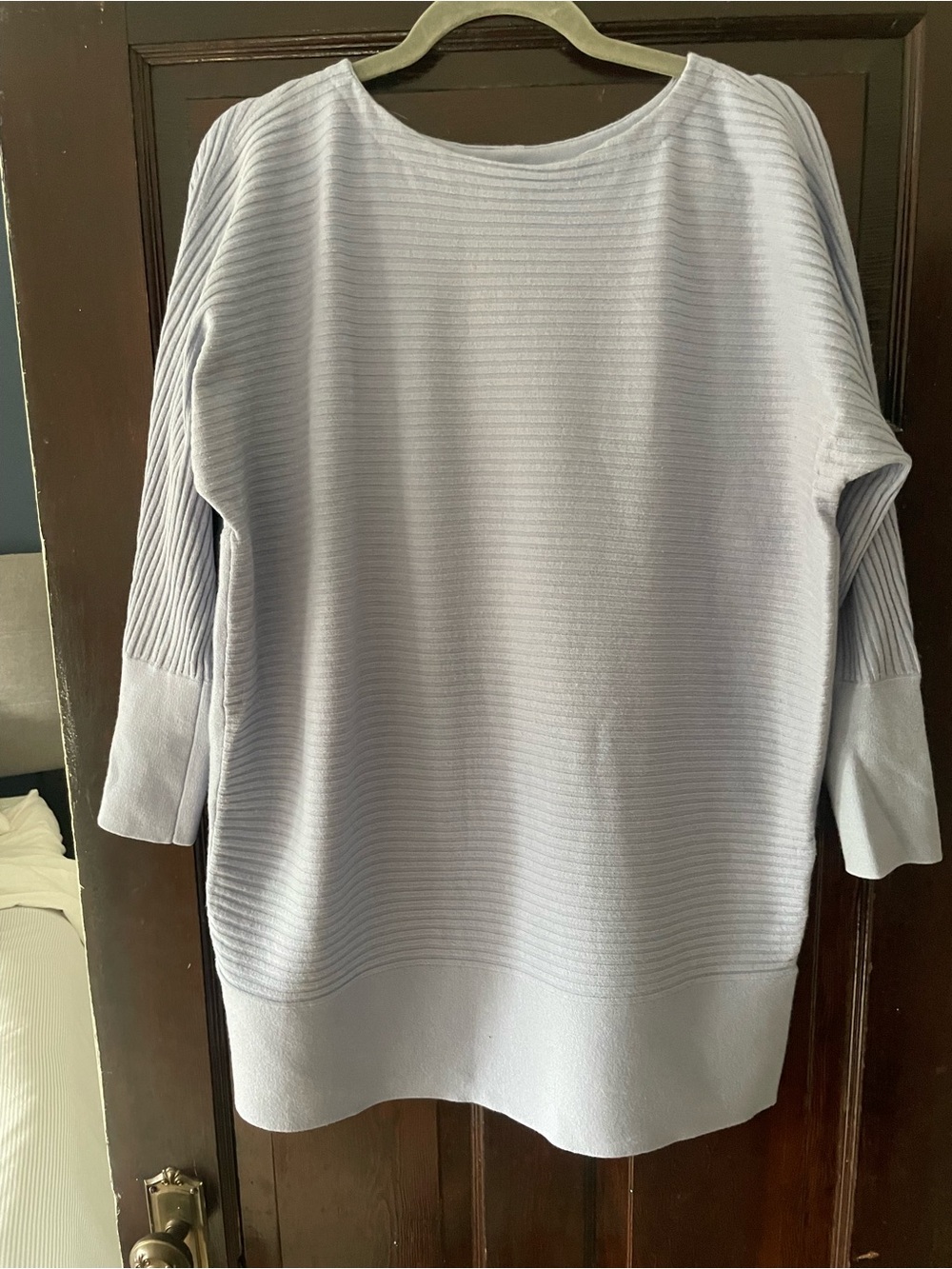 Eileen Fisher Lilac Ribbed Boatneck Tunic Sweater